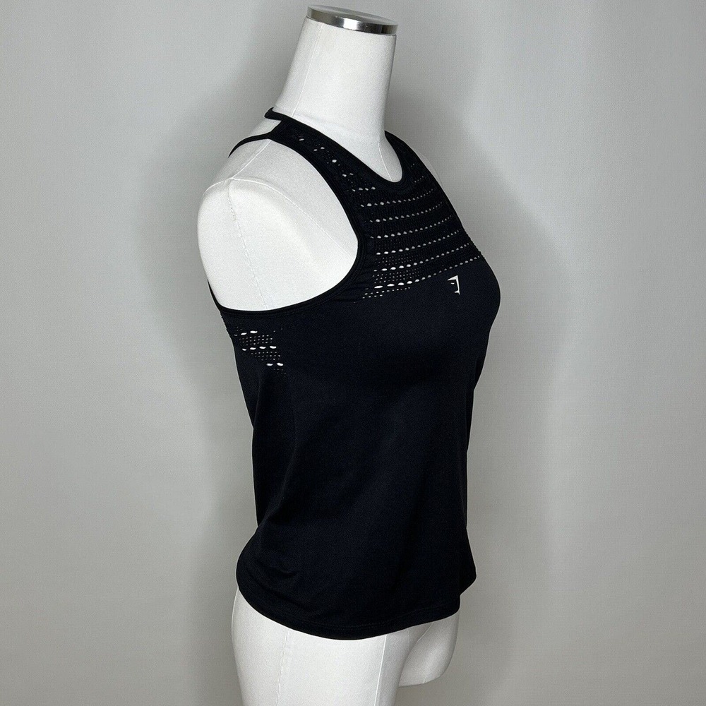 Gymshark Size XS Energy Seamless Loose Tank, Color Black, Laser Cut Out, Logo - Picture 2 of 7